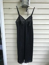 Vintage Vanity Fair Black Nylon Nightgown Dres Size 34 L