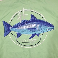 Guy Harvey T-Shirt Adult M Medium Green Logo Fishing Short Sleeve Classic Fit