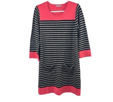 Eliza J Women Size XL Striped Knit  Shift Midi Dress Acrylic Knit Stretch Casual