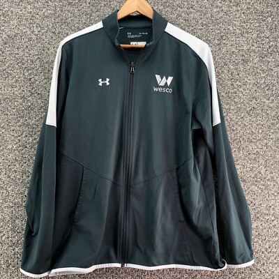 Wesco Under Armour Jacket Sweatshirt Gray Mens Sz XL Full Zip Pockets Mock Neck