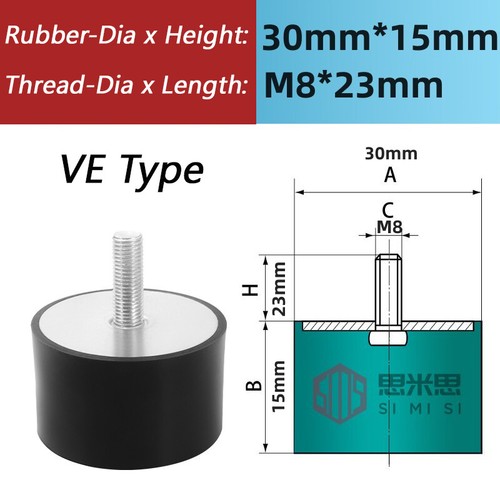 BUFFER Rubber Foot Mount Anti Vibration STOP Male M3 M4 M6 M8 M10 M12 M16 M20 /D - Picture 27 of 68