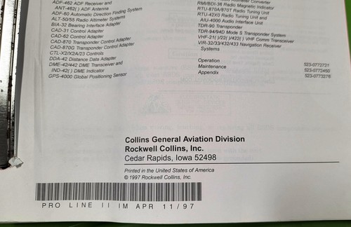 Part B COLLINS Pro Line II Comm Nav Pulse System Install Manual AVIONICS 1997 - Photo 2/12
