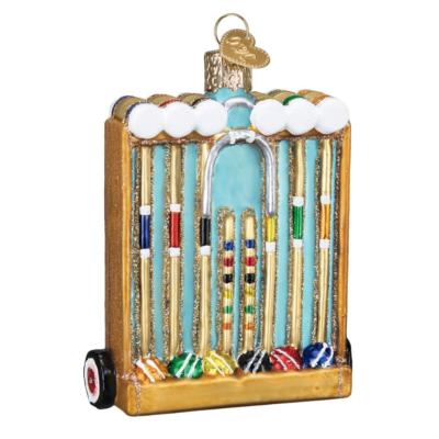 CROQUET SET OLD WORLD CHRISTMAS GLASS GROUND BILLIARDS GAME ORNAMENT NWT 44135