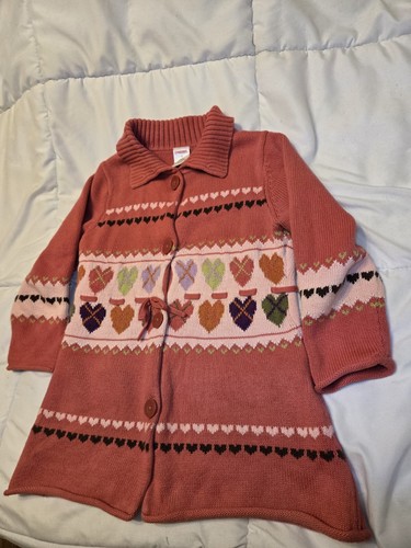 Vintage GYMBOREE Sweater Dress Girl Sz 4 Hearts Valentine Cotton Travel Gift - Picture 3 of 7