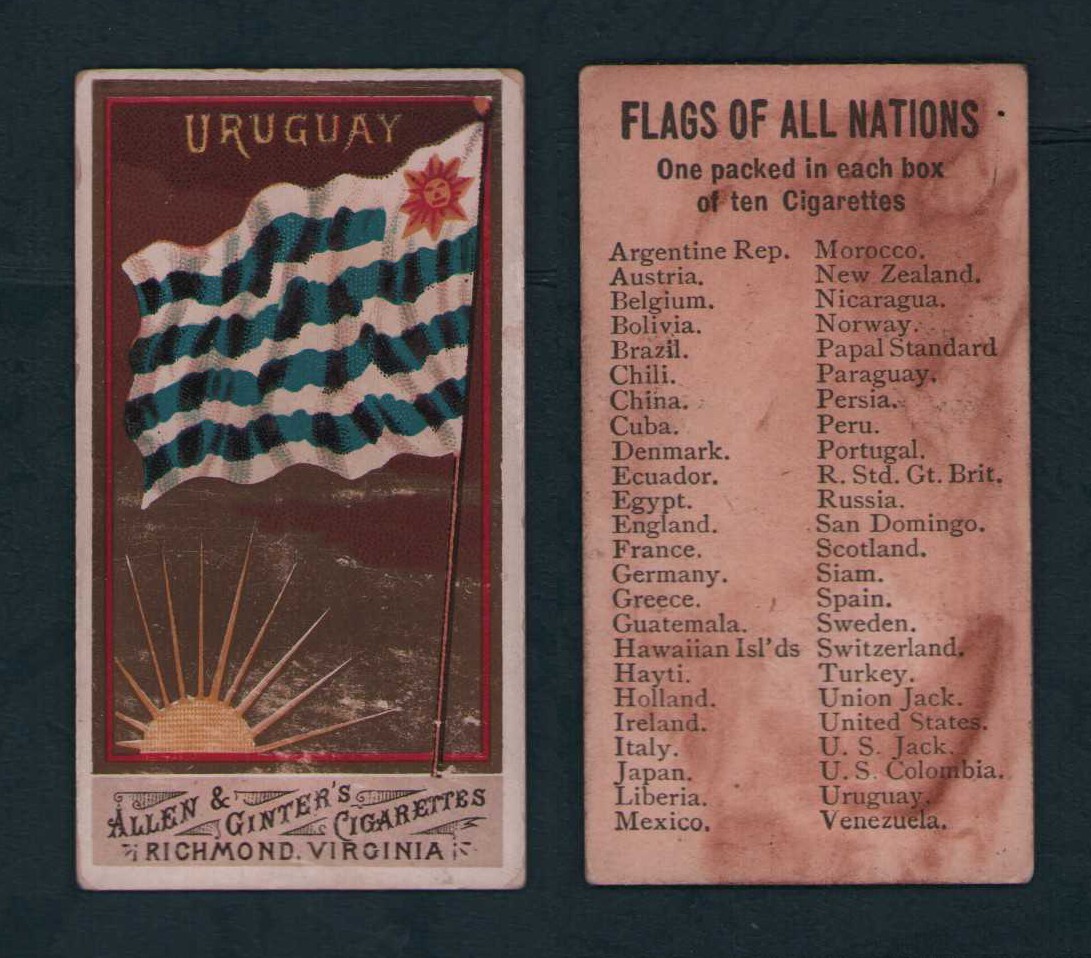 1887 Allen & Ginter N9 - FLAGS Of All NATIONS Tobacco Cards - U