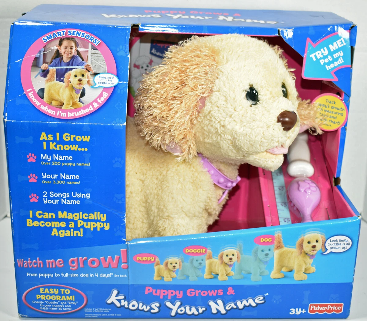 Fisher Price PUPPY GROWS AND KNOWS YOUR NAME GOLDEN RETRIEVER Interactive NEW