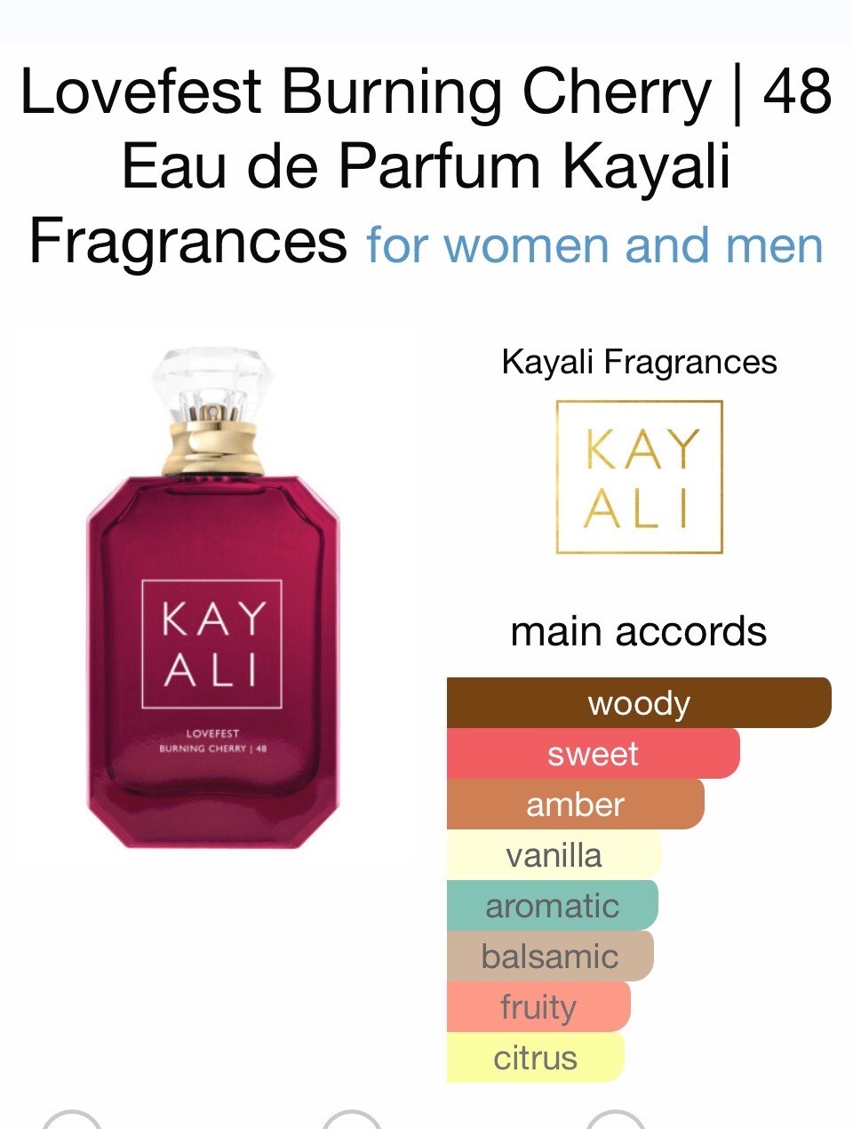 Lovefest Burning Cherry KAYALI Eau de Parfum Travel Spray .34oz/10ml NEW w/o BOX