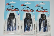 3 lures zman original bass chatterbait 3/8oz black blue nickel bladed jig