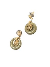 Deep Green Jade Gold Earrings