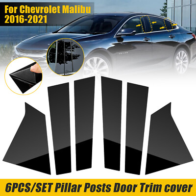 #ad 6pcs Black Window Pillar Post Door Trim Cover Set For Chevrolet Malibu 2016 2021 $11.48