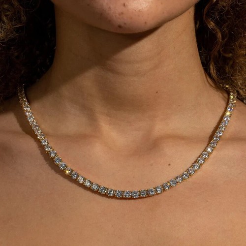 14 CT Round Moissanite Women's Christmas Gift Necklace White Gold Plated