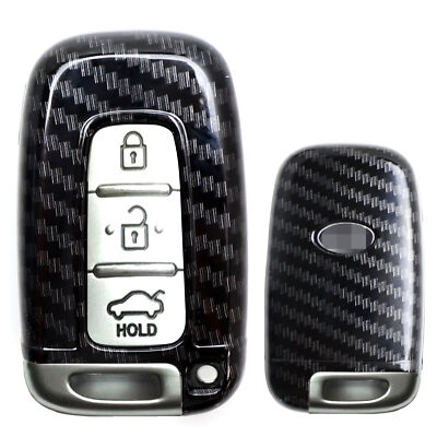 Black Carbon Fiber Pattern Smart Key Holder For Hyundai Veloster Kia Optima K5 .