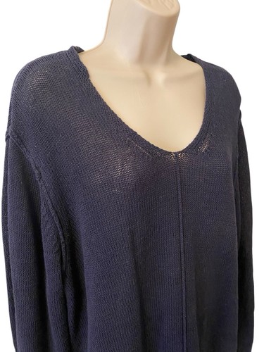 J Jill Womens 3X V Neck Navy Blue Linen Blend Sweater Top EUC - Bild 5 von 9