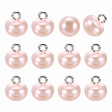 12pcs Round Faux Pearl Buttons 10mm Metal Shank Sewing DIY Button, Pink