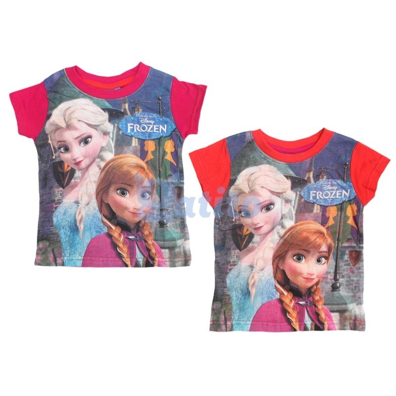 ALTRA FROZEN Maglietta ANNA e ELSA Top New T SHIRT Ufficiale ORIGINALE Disney NUOVA