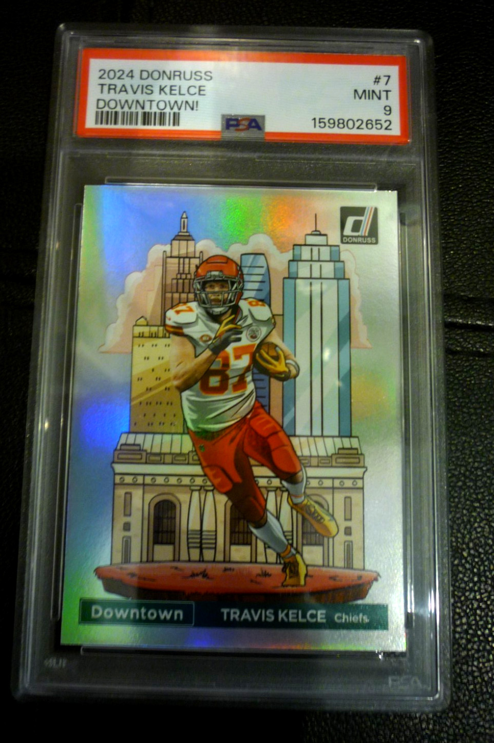 2024 Donruss TRAVIS KELCE Downtown PSA 9 Kansas City Chiefs