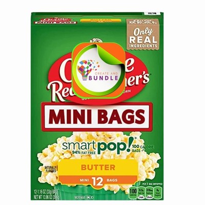 Microwave Popcorn Mini Bags Includes One Box of Butter Popcorn in Mini Bag an...