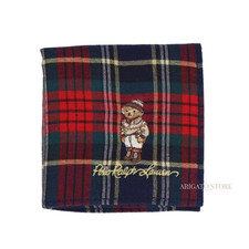 Ralph Lauren Polo bear Cotton Handkerchief Traditional Check Pattern NEW