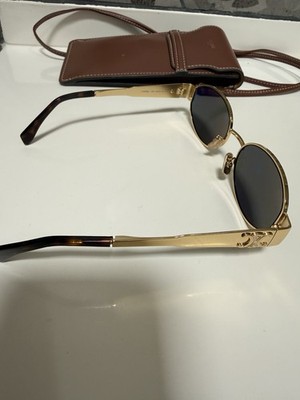 AUTHENTIC CELINE Triomphe Metal 01 Oversized Gold Metal Oval