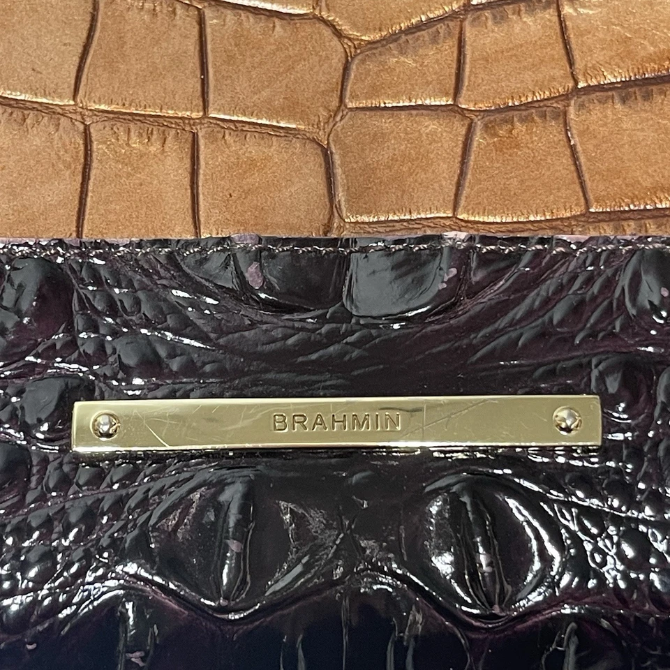 Bandolera Brahmin Minuette Melbourne Mini Cuero Marrón Negro Cocodrilo Caimán Y2K Foto 3 de 4