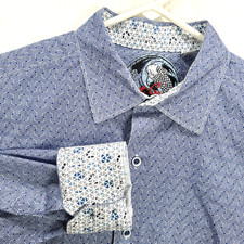 Robert Graham Shirt Mens XL Blue Geometric Koi Fish Button Long Sleeve Flip Cuff