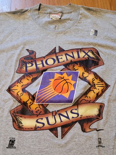 Vtg NWOT NBA Phoenix Suns Nutmeg Mills Light Heather Gray T-shirt Sz XL Spellout - Picture 3 of 12