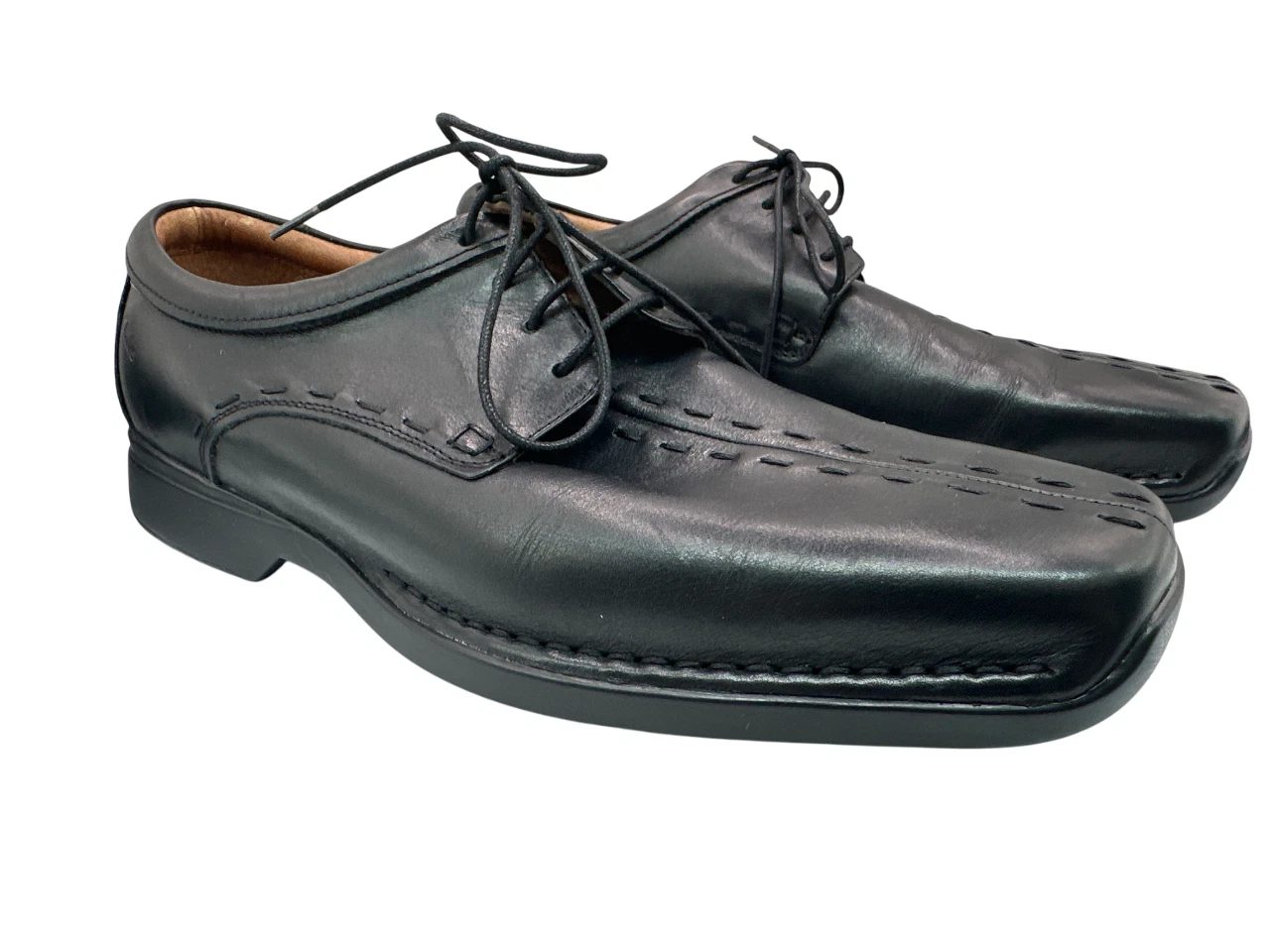 Scarpe Clarks Flexlight nere in pelle stringate UK 9 punta quadrata eleganti formali