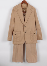 Vintage 70s LEE Leisure Suit Men's 42 32x30 Bell Bottoms Safari Belt Back Flared