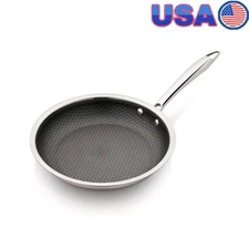 10 Inch Non Stick Skillet Tri Ply Induction Safe Honeycomb Cooking Pan New