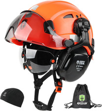 Vented Hard Hat Safety Helmet with Visor  Ear Muffs for Construction  Forestry
