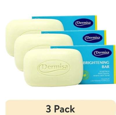Pack of 3 Dermisa  Brightening Bar Soap. Cleanses and Clears Dark Spots. 3 Oz.