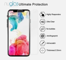 Nuglas Crystal Clear Tempered Protective Apple iPhone X/XS Screen Glass 2Set NIP