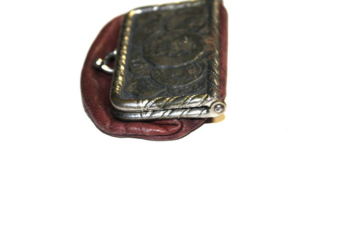 ANTIQUE LEATHER COIN PURSE EMBOSSED SILVER TONE TOP LOOKEBA STATE BANK OKLAHOMA, $45 - Photo 5