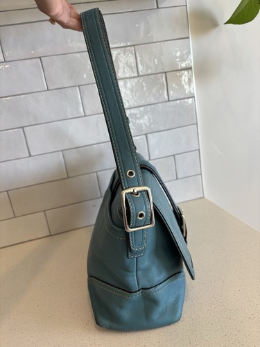 Coach F11196 MEDIUM Vintage Blue Y2K Soho Flap Leather Shoulder Crossbody Bag - Picture 2 of 11