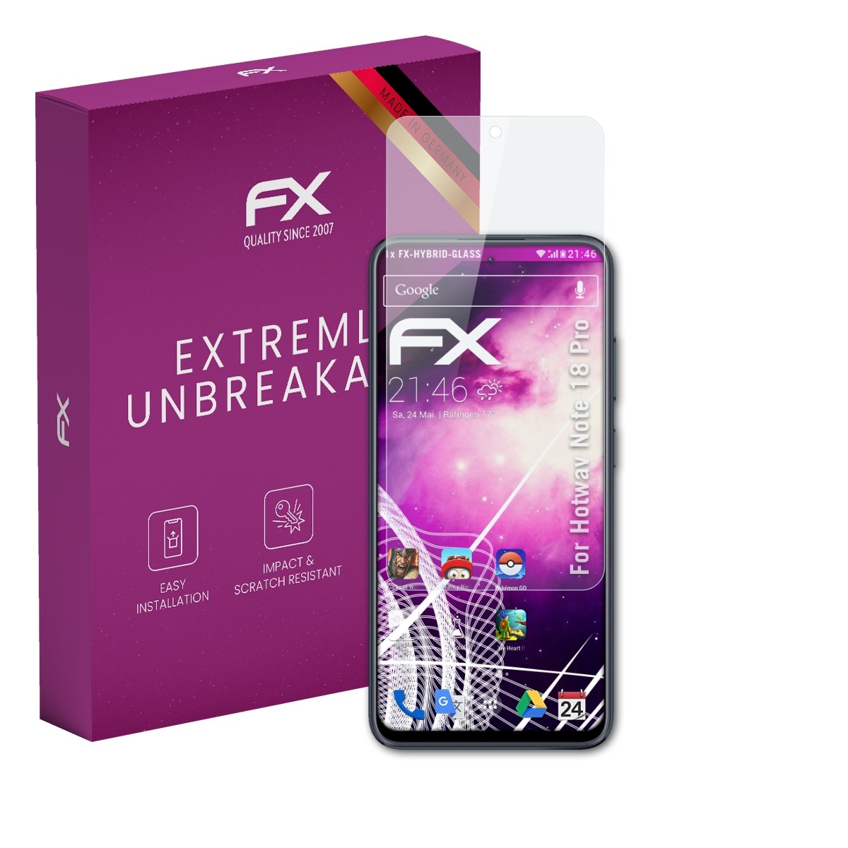 atFoliX Glass Protector for Hotwav Note 18 Pro 9H Hybrid-Glass