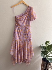ASTR the Label Santorini Midi Dress One Shoulder, Floral Purple Small