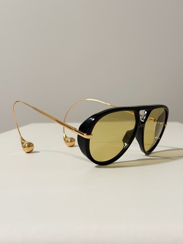 Bottega Veneta Aviator BV1273 Women's Sunglasses Black Frame Yellow Lens - Picture 3 of 13