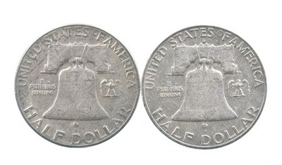 Franklin Half Dollar 1953年 1958年 2枚セット Lot 2 Higher Grade - Franklin Half Dollar 1953 & 1958-D $1 90