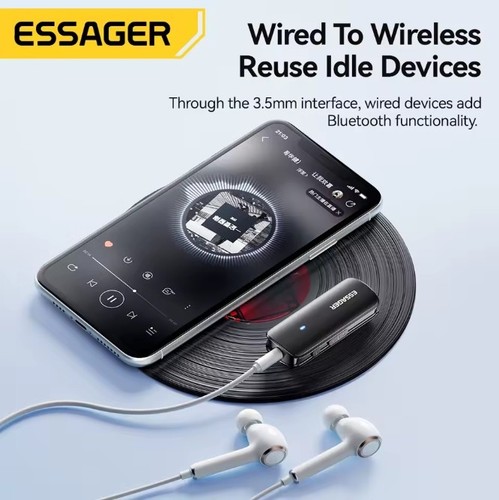 Essager Multifunctional BT 5.3 Wireless Stereo Adapter 3.5mm Aux Jack: - Picture 3 of 7
