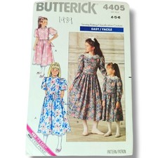 VTG Butterick 4405 Sewing Pattern Girls Dress Child Size 4-5-6 Made In USA 1989