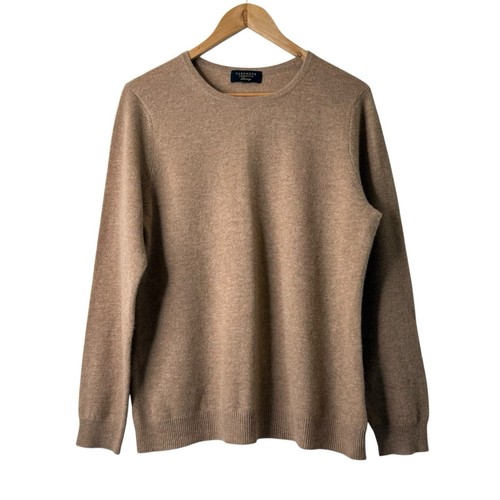 Charter Club 100% Cashmere Sweater Mens XL Luxury Crewneck Tan Minimalist Preppy