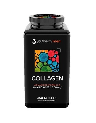 Youtheory Men Collagen 500mg, 360 Ct. Tablets Expiration 07/2027