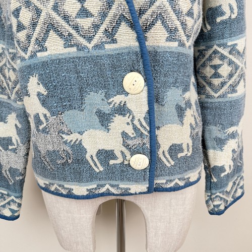 Vintage 90s New Identity Horse Tapestry Jacket Cotton Country Southwestern M - Afbeelding 4 van 13