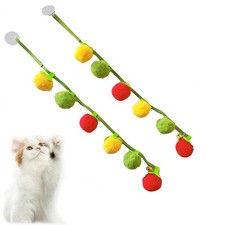 2 PCS Door Hanging Cat Toy Interactive Suction Cup Medium, Green yellow red