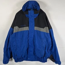 Columbia USA Nylon Jacket Men L Black Blue Fall Winter Logo Bugaboo Vintage