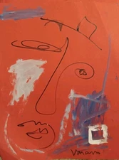  VINTAGE OOAK ABSTRACT EXPRESSIONISM  FIGURATIVE ORIGINAL PAINTING INK DRAWING 