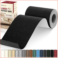 Flicken Selbstklebend Leinenstoff Reparatur Patches 10X200 Cm Schwarz Sofa Stuhl