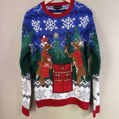 Blizzard Bay Men S Women M 2 Deer BBQ Christmas Sweater
