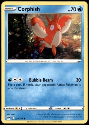 Pokemon Corphish Battle Styles 038/163 C NM