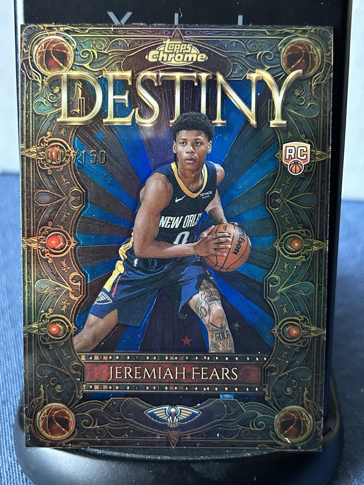 2025-26 NBA Topps Chrome Jeremiah Fears Rookie Destiny Insert RC #D-7 Blue /150